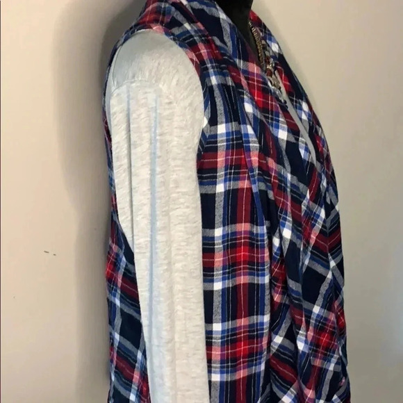Vestique Plaid Flannel Drape Front Vest Size Small - Picture 3 of 7